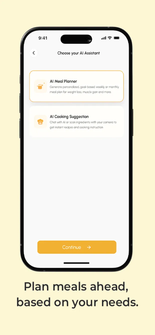 Dailyfood AI assistant selection screen
